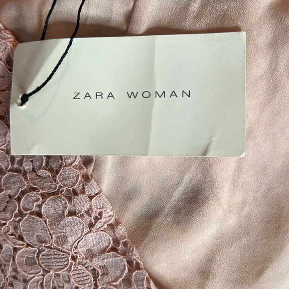 NWT ZARA PALE PINK EYELET LACE CAP SLEEVE SHIFT DRESS size XS - Picture 9 of 9